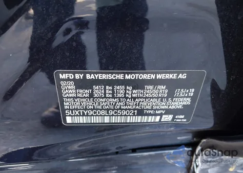 2020 BMW X3 M40I from USA, damaged, VIN 5UXTY9C08L9C59021